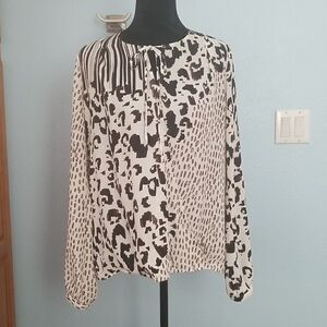 Cabi animal print wrap front blouse